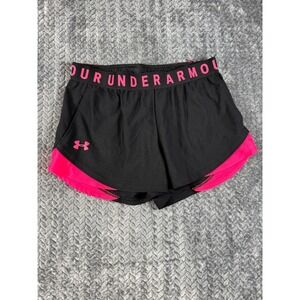 Under Armour Heatgear Play Up 3.0 Shorts Womens S/M Black Pink Loose Athletic